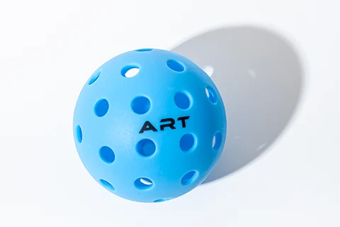 blue injection molded pickleball ball with logo printing - 1