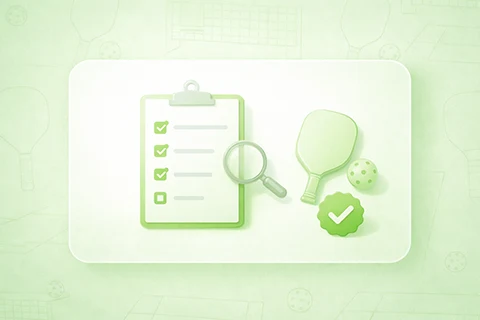 approval clipboard with checkmarks and paddle and ball icons - 1