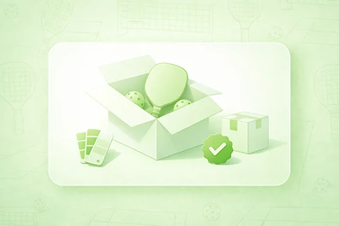 sample box with paddle and balls plus approval check badge - 1